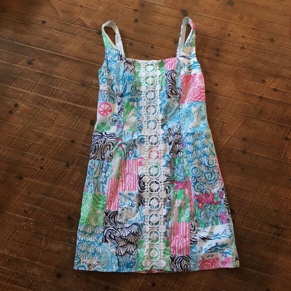 Lilly Pulitzer patchwork shift with lace placket - Picture 1 of 4